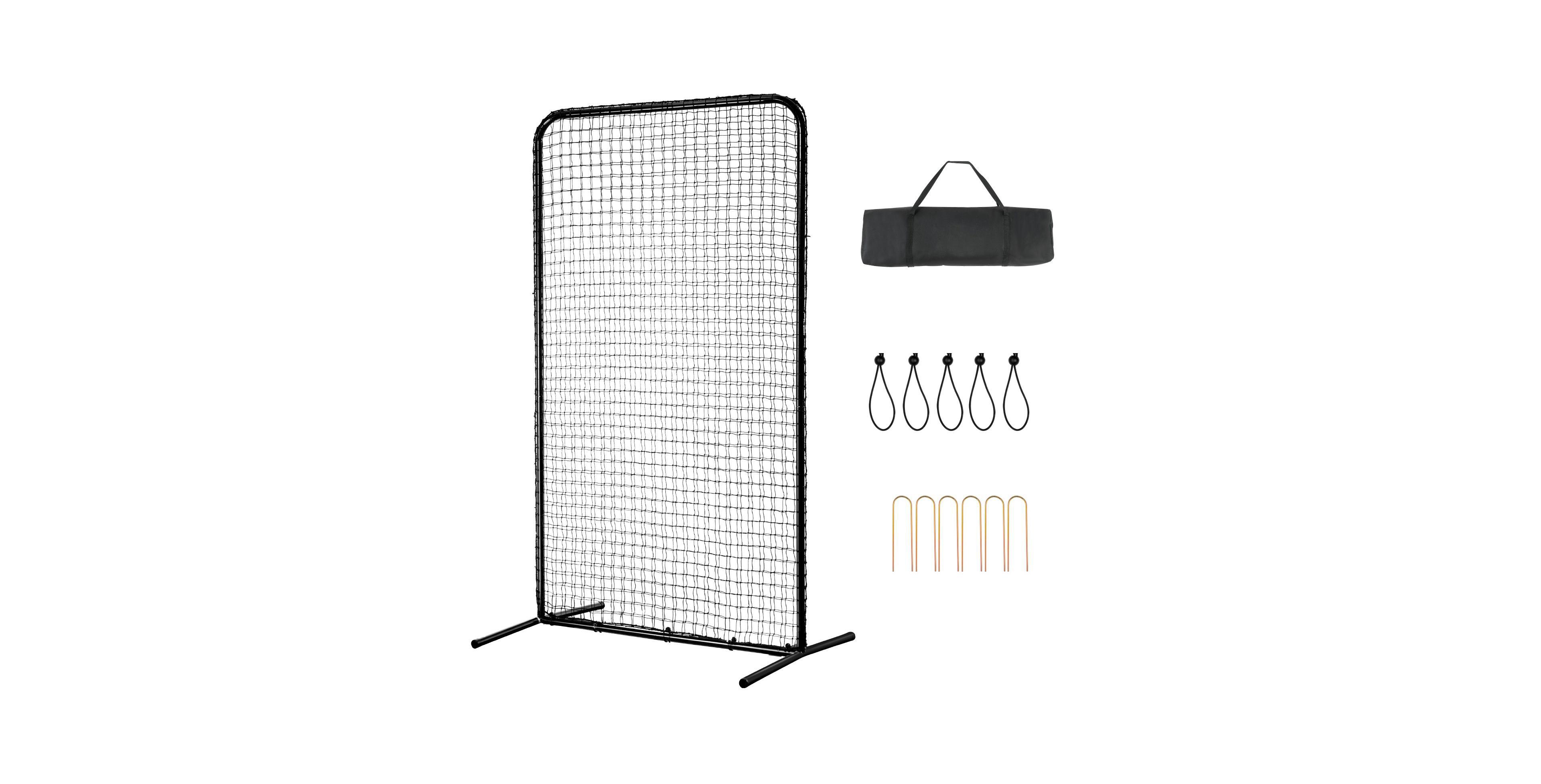 Mecale I-Screen Baseball Net, 7x4 ft Safety Pitching Screen with Carry Bag and Stakes, Heavy-Duty Batting Cage Protection Net