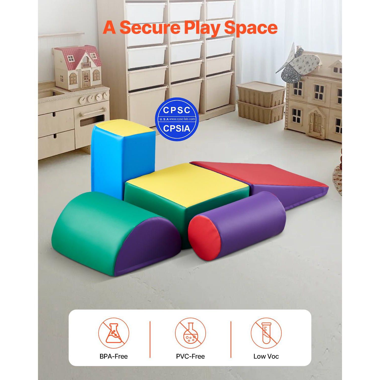 Soft-Play Foam Climbing Blocks, 5-Piece Set
