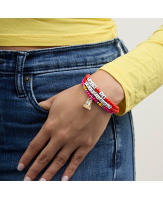 Pink & Teal Beaded Bracelet Set with Character Charms - 6 Pack