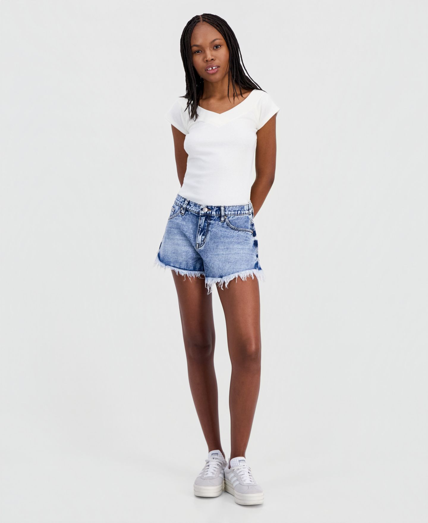 Женские шорты Madden Girl Juniors' Elastic-Back A-Line Festival, цвет: Средняя варка — фото 3