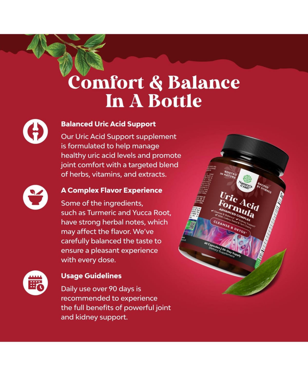 Nature's Craft Uric Acid Supplement, Nature's Craft, 60ct