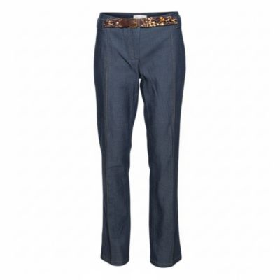 Women's Stretch Cotton Leopard Print Trim Pants
