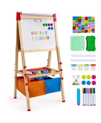Sugfit 3-in-1 Wooden Art Easel with Storage Compartment & Adjustable Height