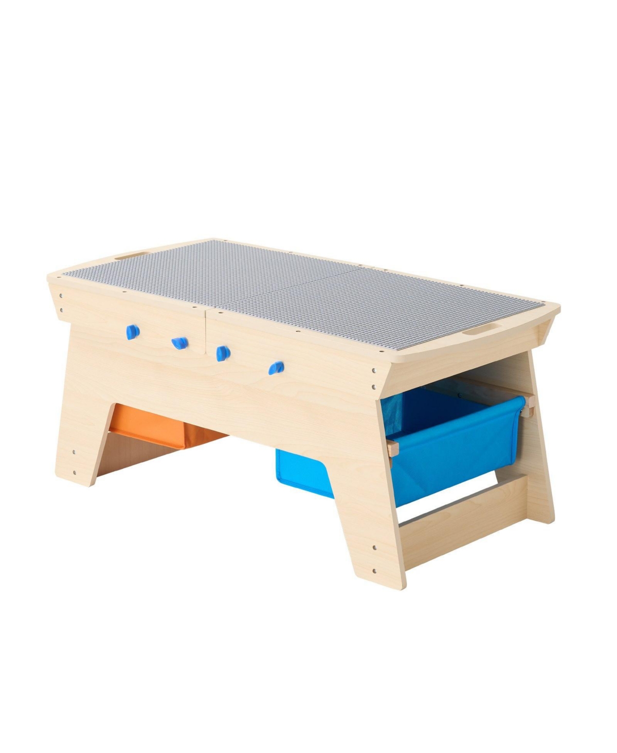 Multi-Activity Wooden Table with 200 Building Bricks & 3 Storage Bins