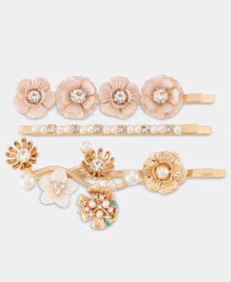 Gold-Tone 3-Pc. Set Crystal Flower Hair Pins
