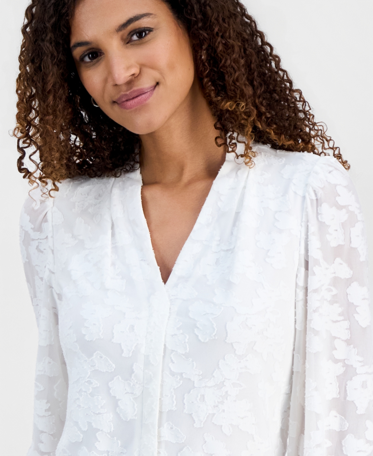 Kasper Petite Solid V-Neck Cap Sleeve Blouse