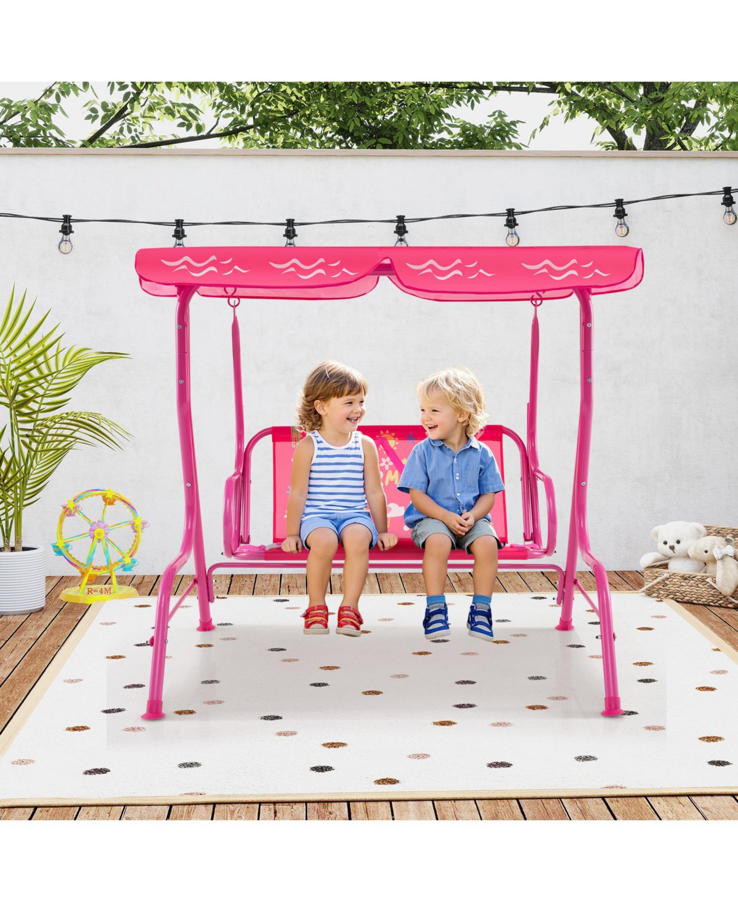 6-in-1 L-Shaped Toddler Slide with Climber, Hoop, and Storage