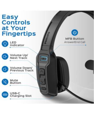 Bluetooth Mono Trucker Headset with Noise-Canceling Microphone and Mute Button
