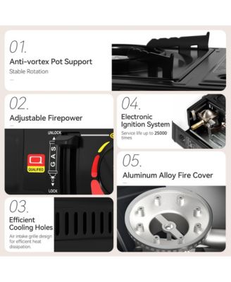 Portable Dual-Fuel Butane/LPG Camp Stove with Electronic Ignition & Adjustable Flame Control