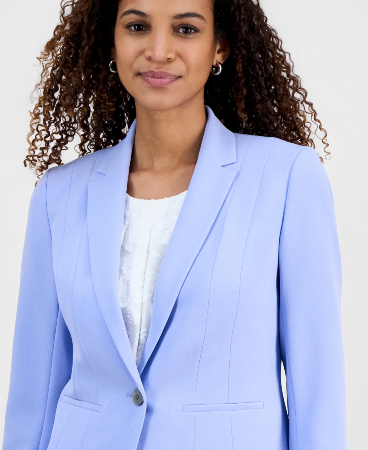 Kasper Women's Stretch Crepe One-Button Panel Seamed Jacket