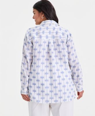 Plus Size King Street Palm Roll-Tab Shirt