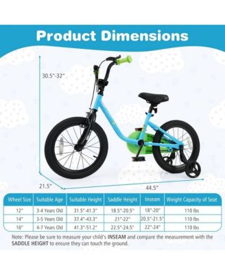 16 Inch Kids Bike with Training Wheels for Ages 3–7