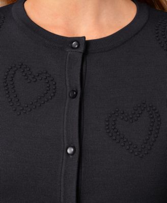 Women's Heart Stitch Button Cardigan Sweater