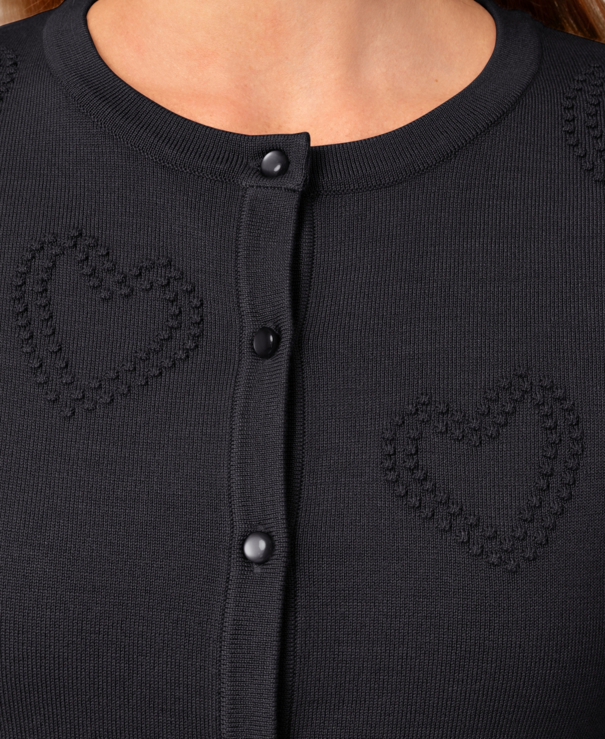 Melissa Paige Women's Heart Stitch Button Cardigan Sweater