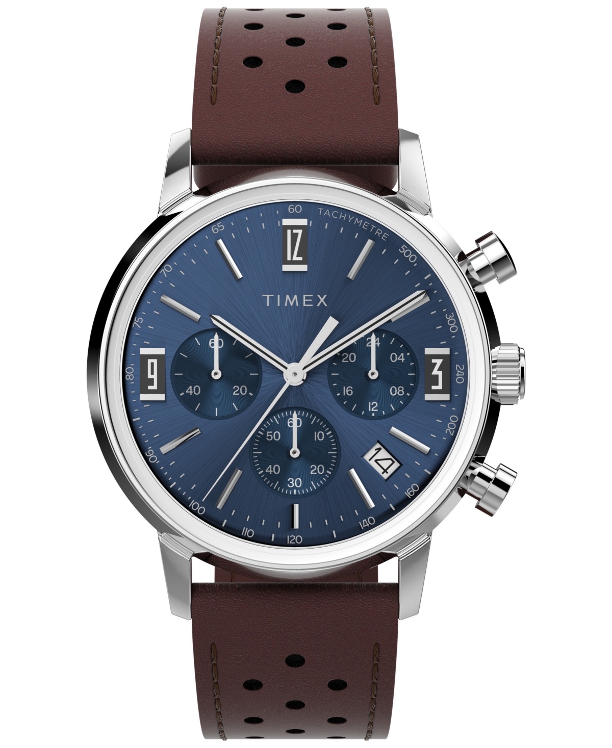 Timex Men's Chronograph Brown Leather Watch, 40mm