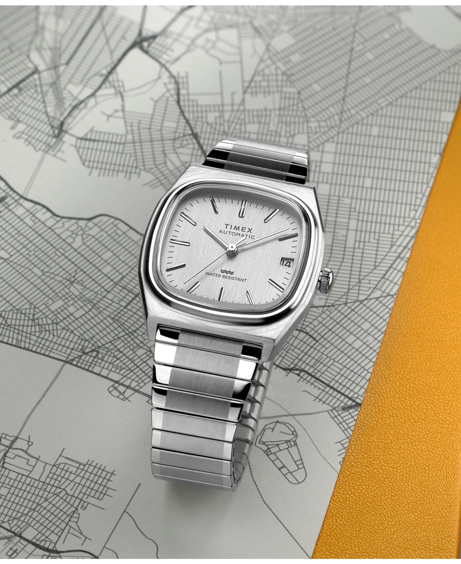 Men's Automatic Silver-Tone Stainless Steel Watch, 34mm