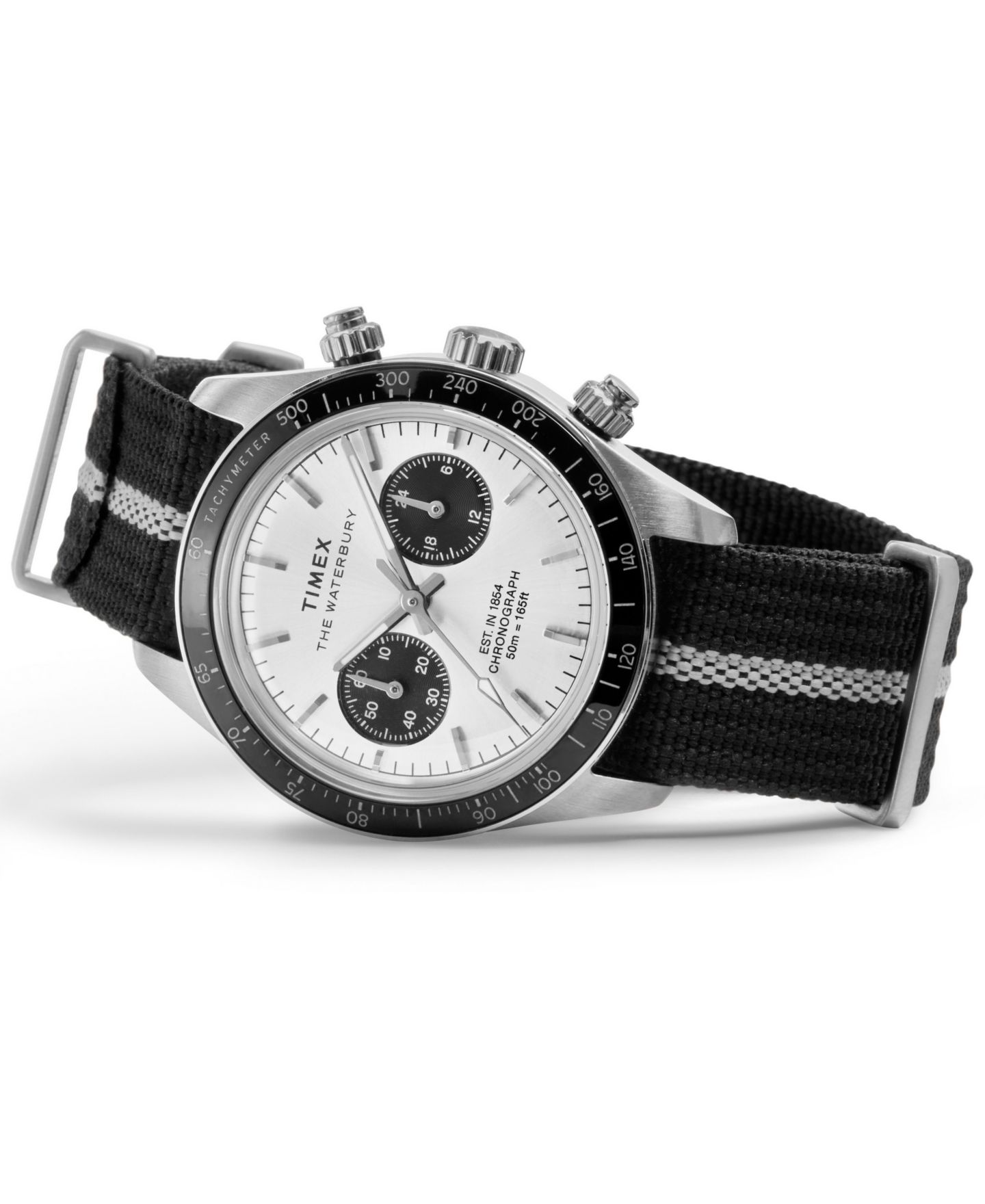 Мужские часы Timex Chronograph Black Fabric Watch, 39mm — фото 6