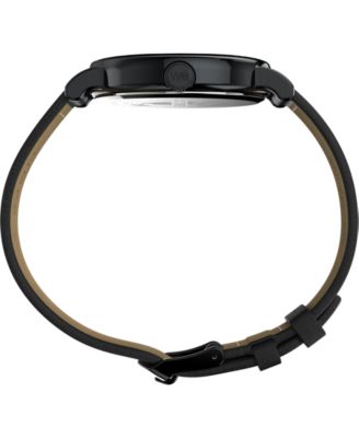 Men's Quartz Analog Black Leather Watch, 40mm