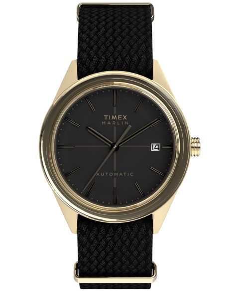 Мужские механические часы Timex Automatic с чёрным тканевым ремешком, 38 мм