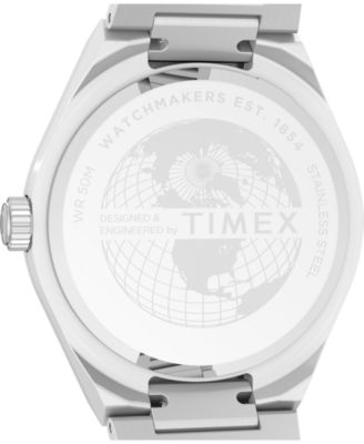 Men's Quartz Analog Silver-Tone Stainless Steel Watch, 39mm