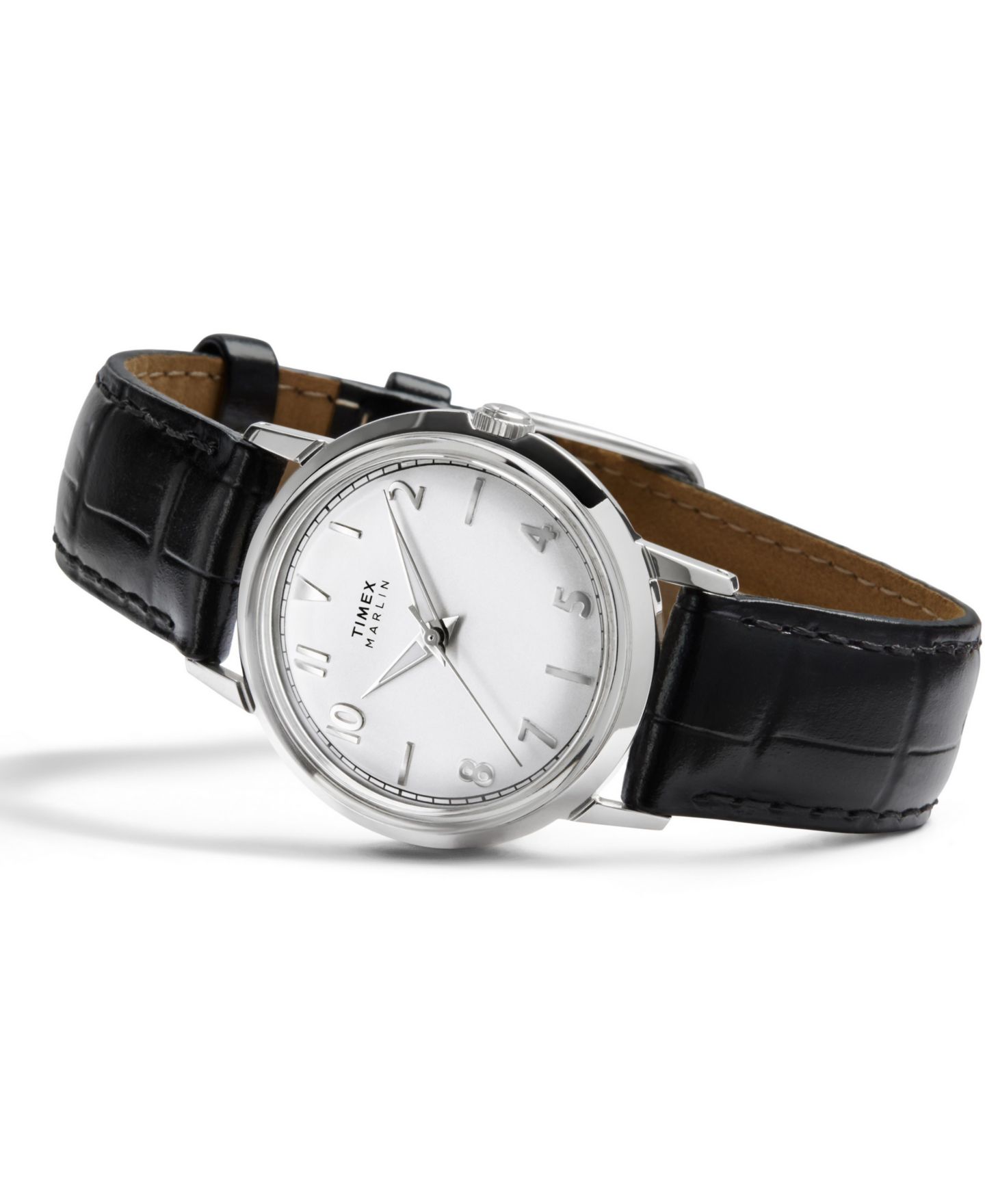 Часы Timex Unisex Quartz Analog Black Leather Watch, 34mm — фото 6