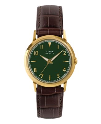 Unisex Quartz Analog Brown Leather Watch, 34mm