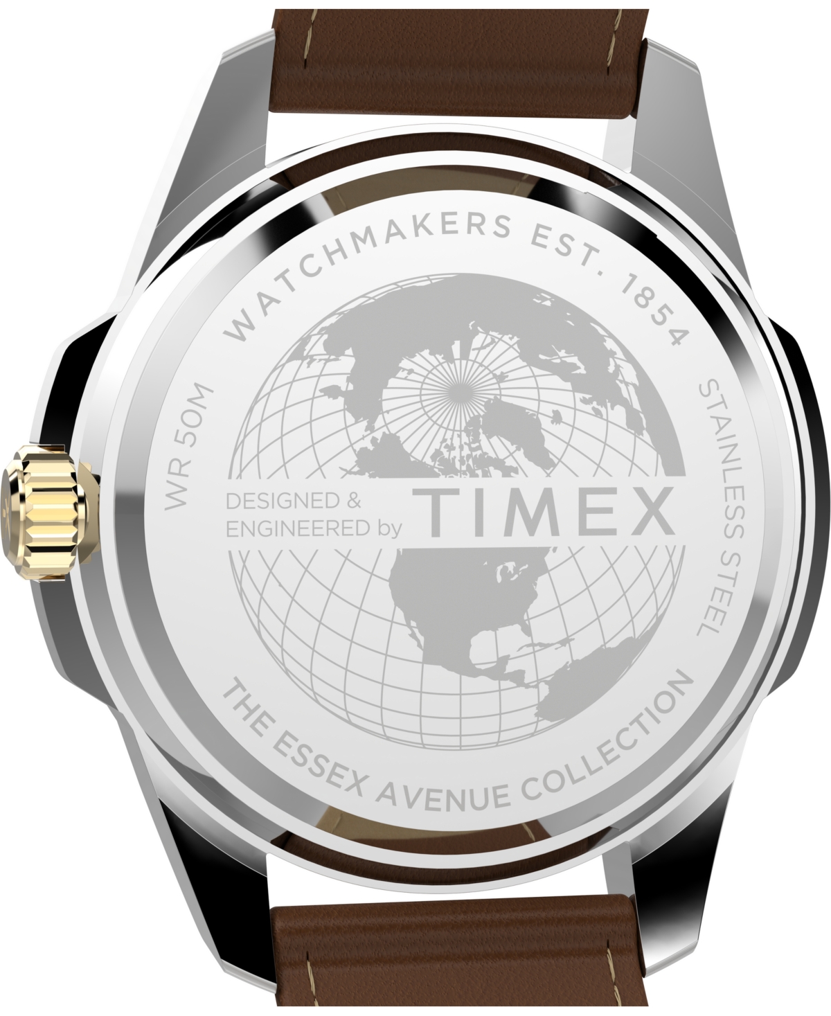 Timex Men's Quartz Analog Brown Leather Watch, 45mm