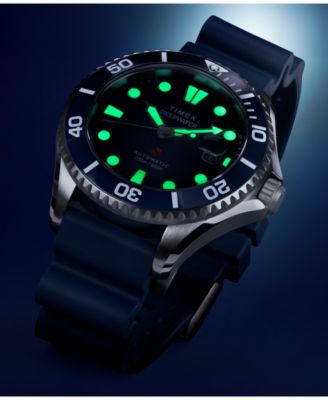 Men's Mechanical Automatic Blue HNBR Rubber Watch, 44mm