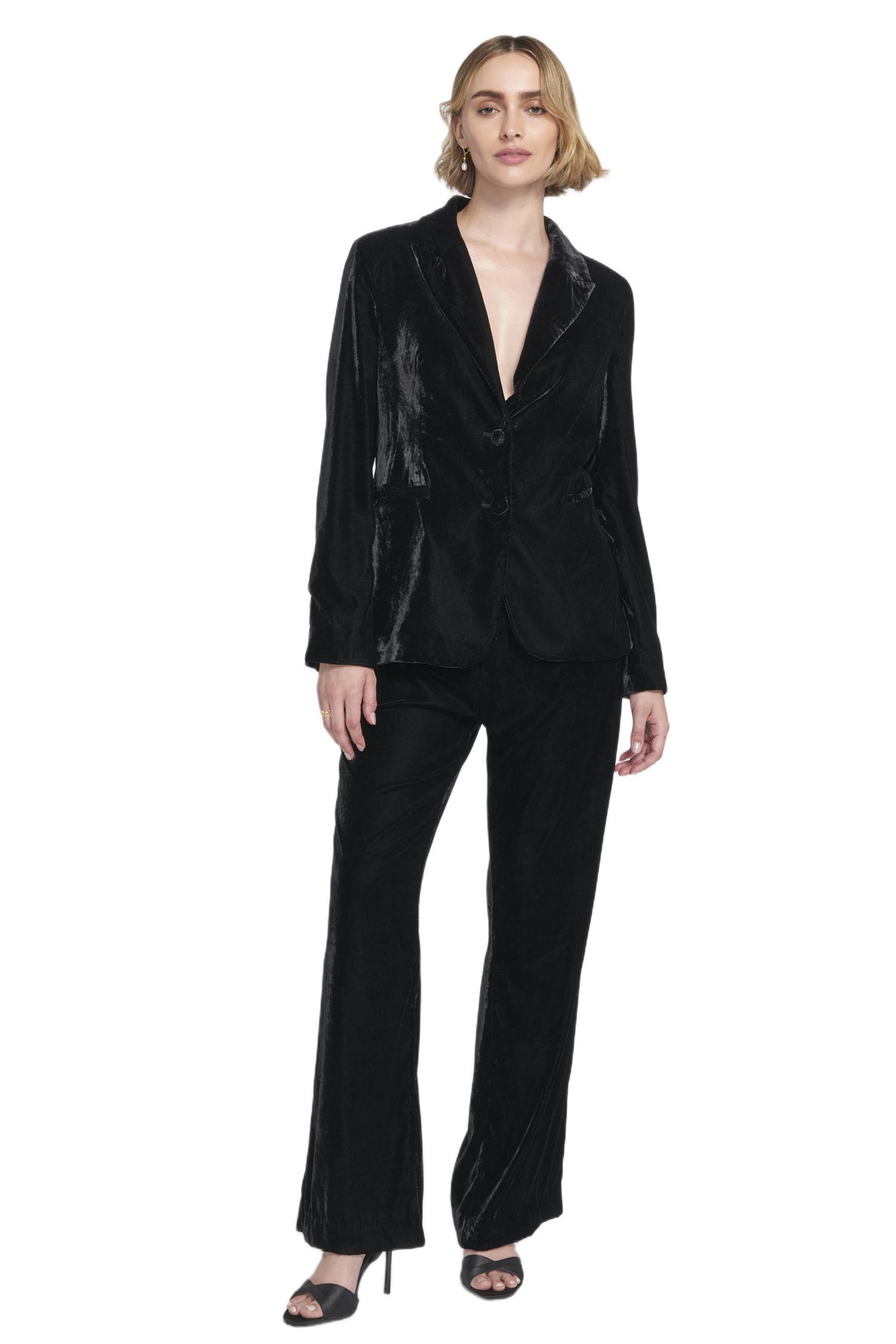 Women's Velvet Suit Trousers Wide-Leg Pants