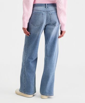Juniors' Side Tie Wide-Leg Jeans