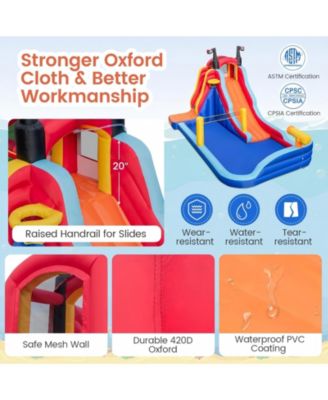 5-in-1 Inflatable Water Slide Bounce House with Dual Slides, Splash Pool, and 735W Blower