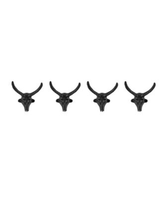 4 Piece Goat Head with Horns Decorative Wall Hook Set