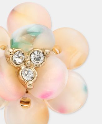 Gold-Tone Mixed Color Flower Stud Earrings