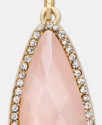 Gold-Tone Stone & Pav&eacute; Halo Drop Earrings