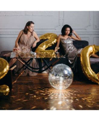 2PCS 12" Large Disco Ball Mirror Big Hanging Glass Decor for 70s 80s Party Events Wedding DJ Dance Club Stage Lighting Silver