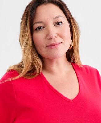 Plus Size Short-Sleeve V-Neck Top