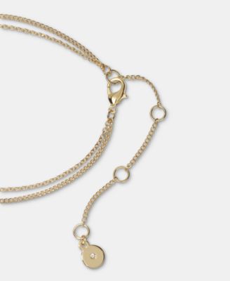 Gold-Tone Pav&eacute; & Polished Circle & Rectangle Layered Pendant Necklace, 16" + 3" extender