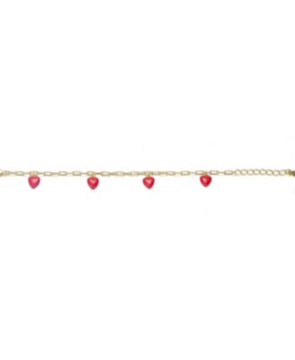 Toddlers/Kids Red Enamel Heart Charms Link Chain Bracelet
