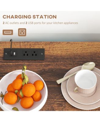 LED Wine Cabinet with Charging Station, Wine Racks, Glass Holders