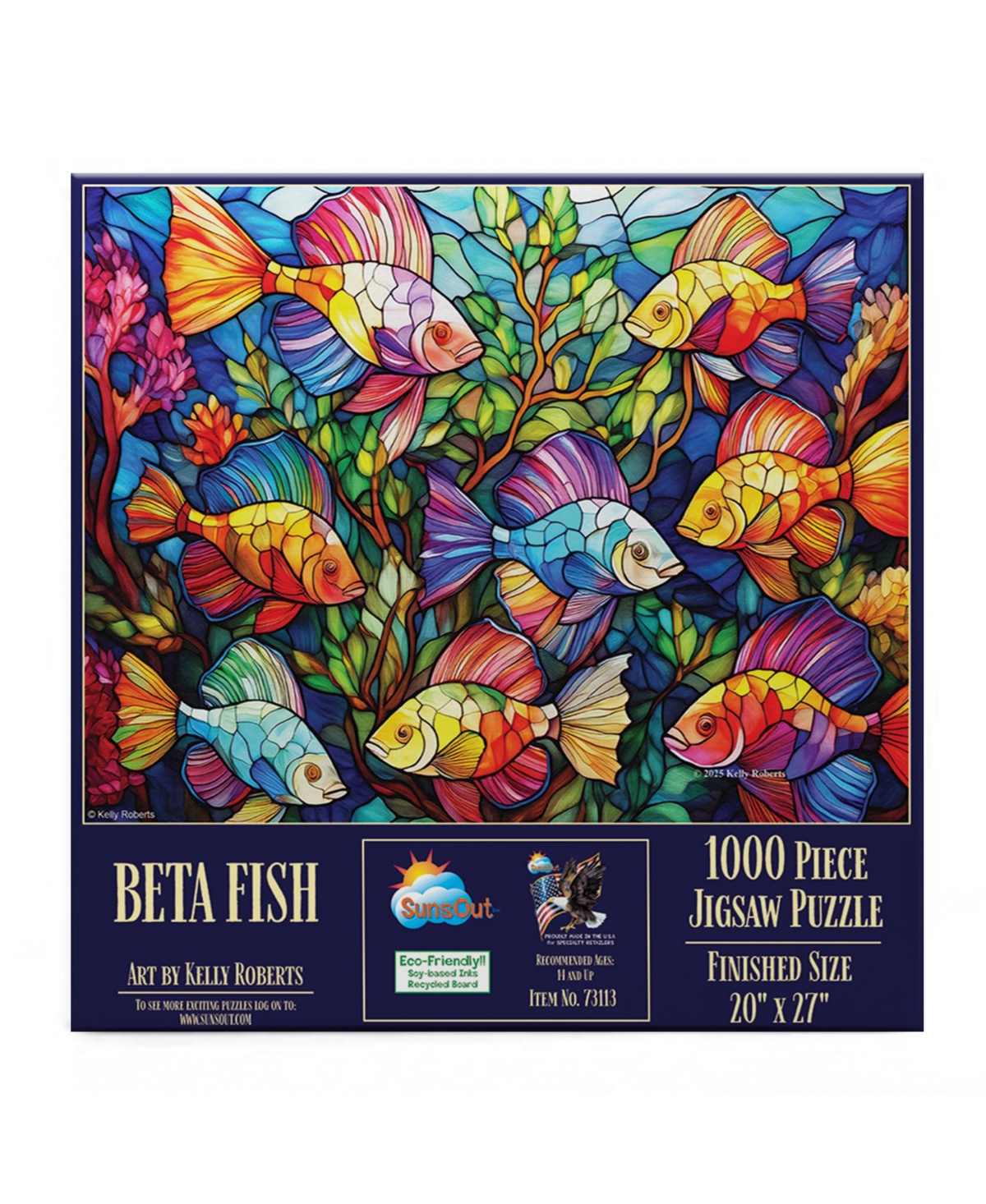 SunsOut Beta Fish Stained Glass 1000 piece Jigsaw Puzzle for Adults