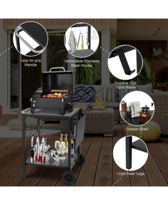 Double-Shelf Movable Dining Cart Table Multifunctional Kitchen Worktable Outdoor
