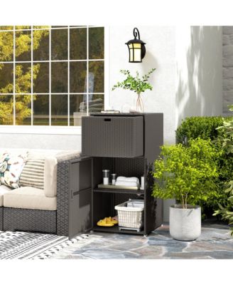 Outdoor Towel Rack for Pool with Drawer and Cabinet