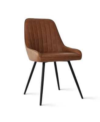 5-Piece Metal Base Round Dining Set with PU Leather Chairs, Modern Kitchen Table Set for 4