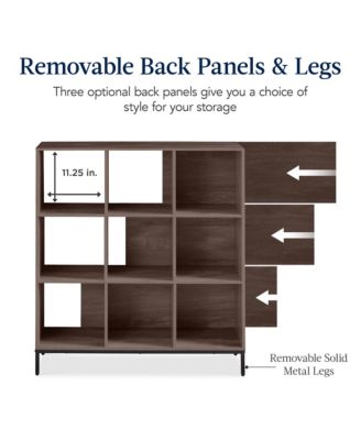 Elevated 9-Cube Storage Organizer, 11in Shelf, Bookcase, Display Shelf, w/ Metal Legs