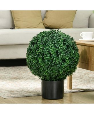 2 Pack of Artificial Tree Boxwood Topiaries with Pots for & Indoor