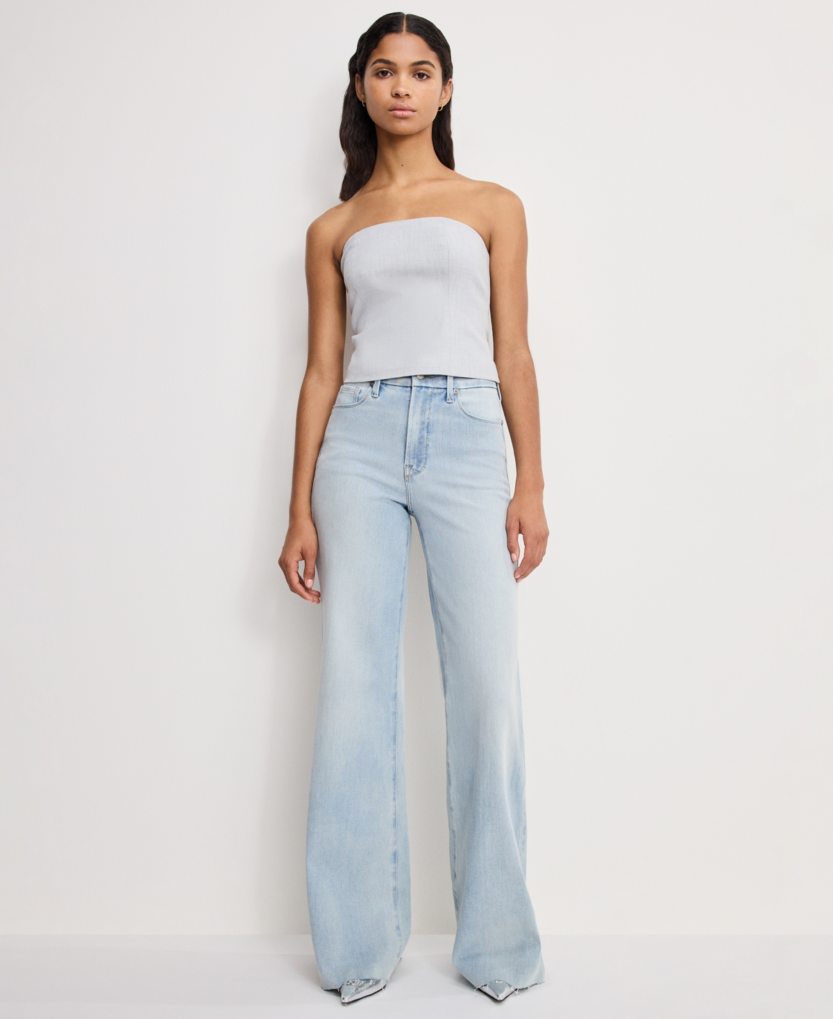 Good American Women's Soft-Tech Waist Palazzo Jeans