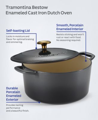 Bestow Enameled Cast Iron 5.5-Quart Round Dutch Oven Pot with Lid