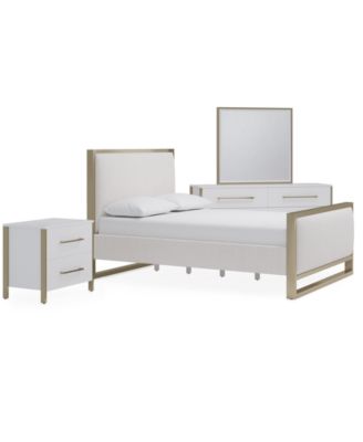 Emila 3-Pc. Queen Bed Set Upholstered Queen Bed, 2-Drawer Nightstand and Dresser