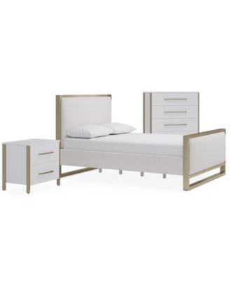 Emila 3-Pc. Upholstered Full Bedroom Set Bed, 2-Drawer Nightstand and Chest
