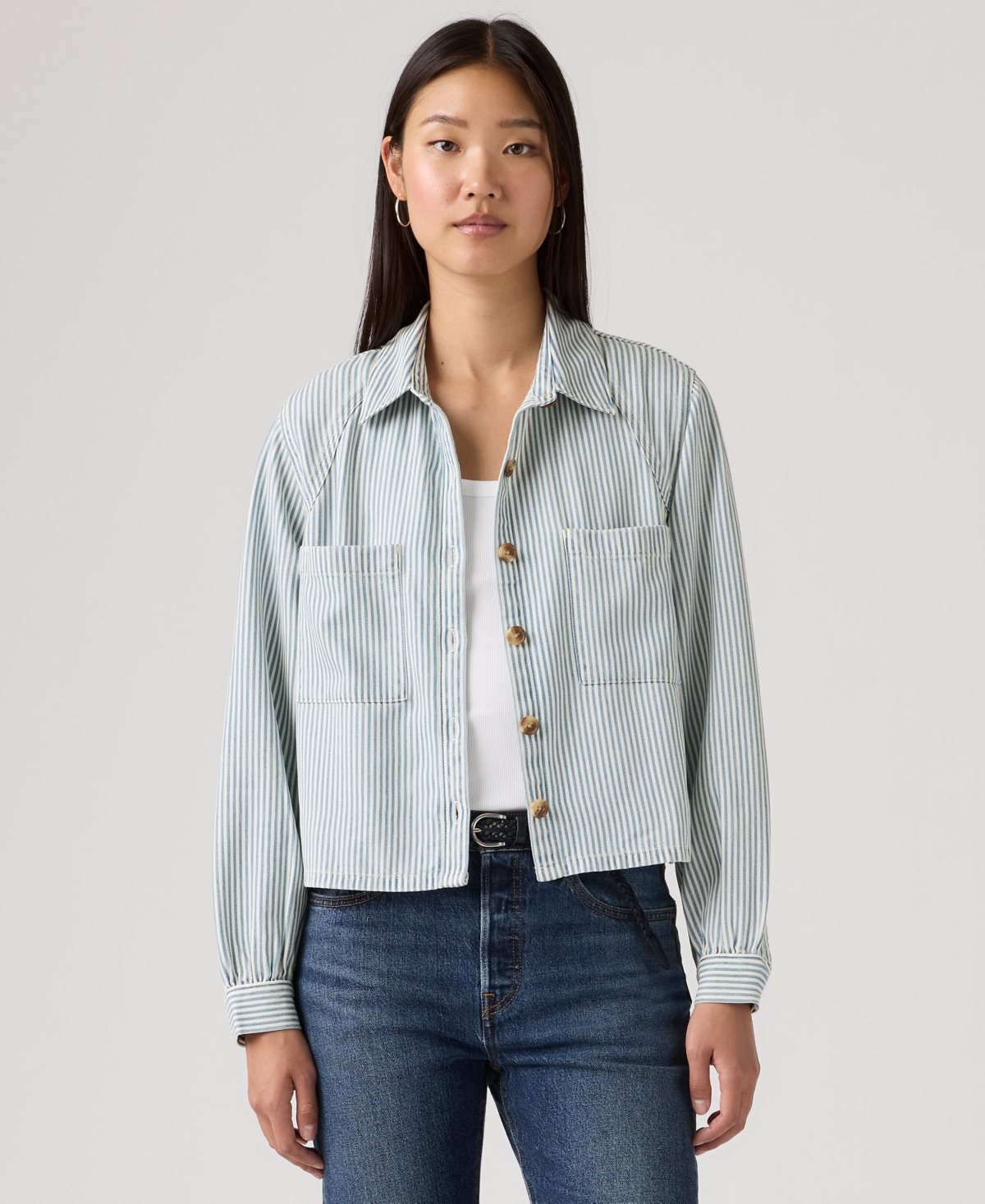 Levi's Juniors' Tini Long-Sleeve Hadley Stripe Utility Shirt
